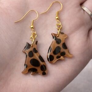 Cat‎ Earrings Leopard Print Dangle Drop Earrings Cute Kitten Jewelry